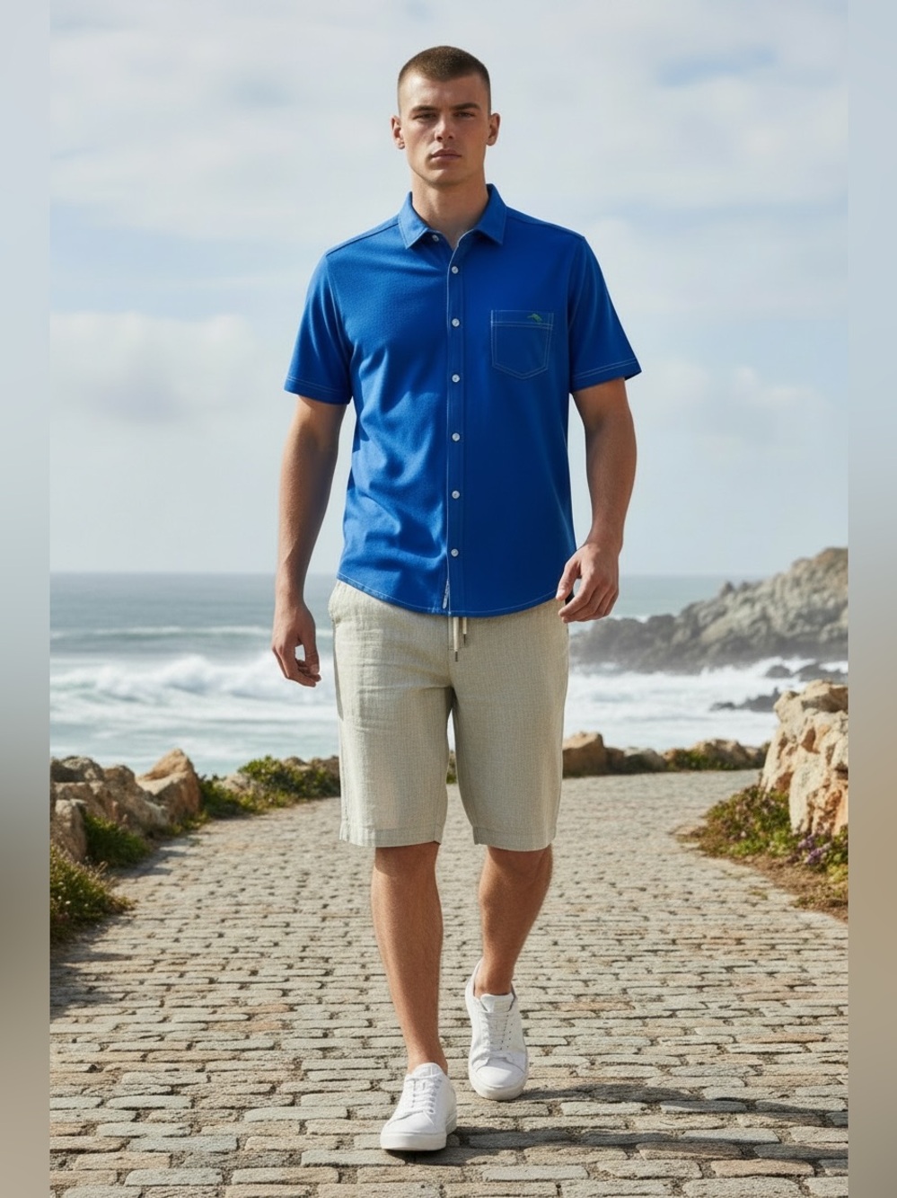 Tommy Bahama IslandZone Supima Cotton Polo Shirt Blue Medium